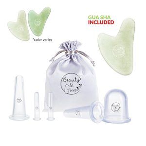Facial Therapy Cupping Set with Jade Stone Gua Sha